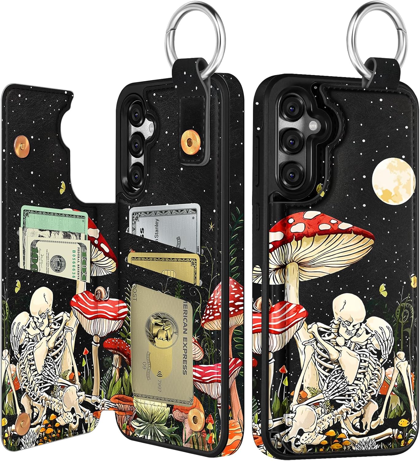 Shorogyt for Samsung Galaxy S25 Plus Wallet Case - Cute Fashion Mogu Skull Design with Card Holder Kickstand for Magnetic Clasp Back Flip Folio Leather Phone Cases for Wome Girls Men